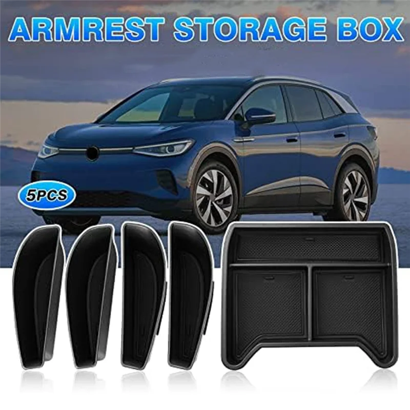 ل Id.4 VW Id4 2021-2023 صندوق تخزين وحدة التحكم المركزية وحدة التحكم المركزية أسفل إدراج صينية صندوق تخزين جانبي للباب #2