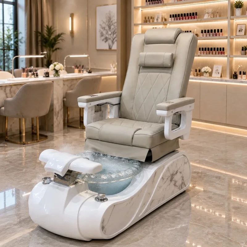 Pedicure Spa Chair with Foot Bath Basin, Adjustable Footrest and Armrests for Professional Nail Salon Manicure Furniture