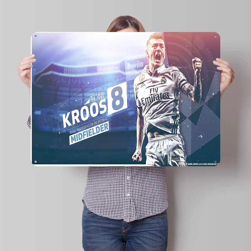 Toni Kroos Football Poster Customized Vintage Metal Signs Wall Art Retro Tin Plaque for Soccer Fans Home Decor Room Decoration