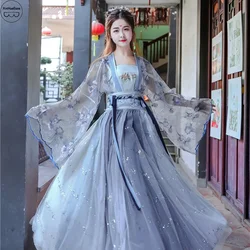 Vestidos femininos tradicionais hanfu aquáticos, conjunto de dança cosplay, fantasia antiga de fadas, roupas femininas, dinastia Han