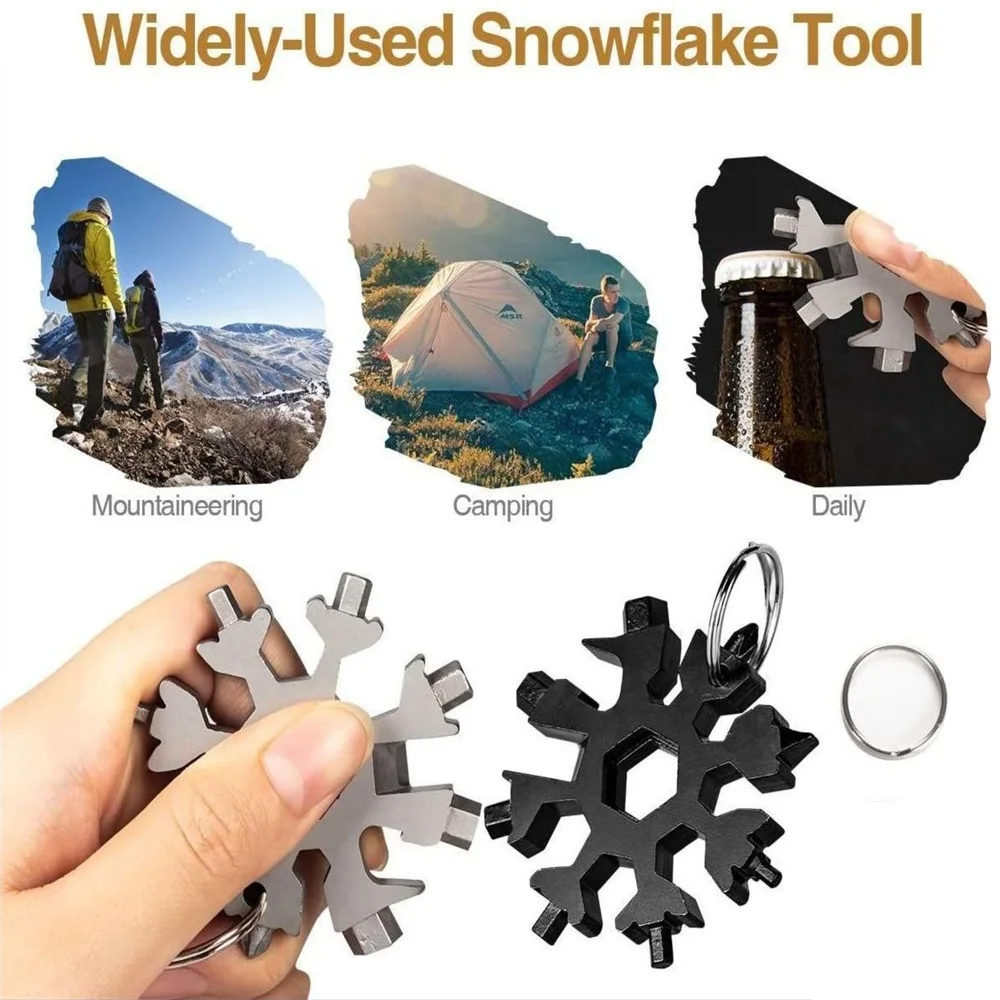 Portable 18 in 1 Snowflake Wrench Stainless Steel Multifunction Hand Tools Star Anise Screwdriver Emergency Spanner