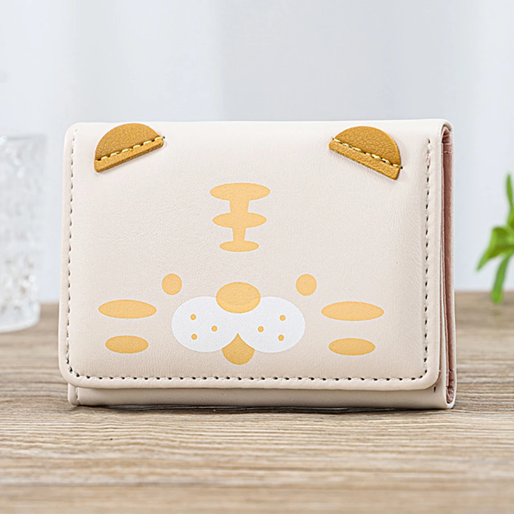 Cute Tiger Compact Three-fold Wallet Multifunctional Lightweight Purse For Women Girls Female