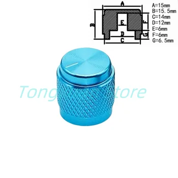 1 adet 15x15.5mm Metal alüminyum alaşım döner kodlayıcı potansiyometre anahtarı kap amplifikatör kontrol ses düğmesi 6mm yarım erik mili