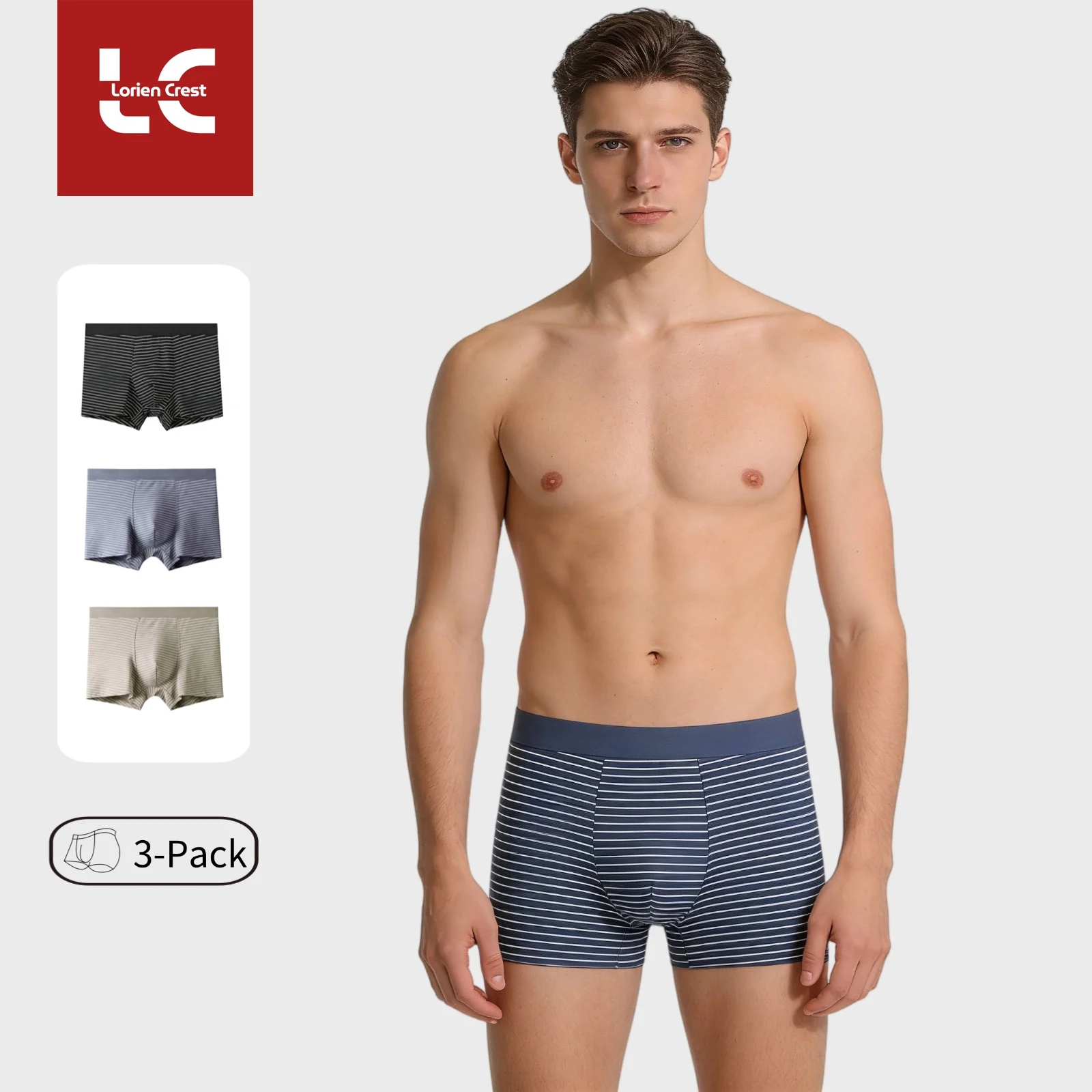 

3 шт. мужское нижнее белье, боксеры из модала и хлопка, дышащие мужские боксеры в полоску большого размера