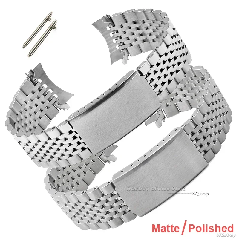 Curved Flat End Metal Strap for Rolex 18mm 20mm 22mm Watchbands Solid Stainless Steel Band for Seiko Men Bracelet Accessories