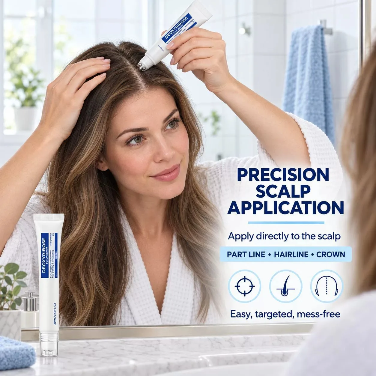 Deoxyribose Biotin Scalp Boosting Roller Serum Lightweight Scalp Nourishing Essence Improve Hair Density Volumizing Hair Care