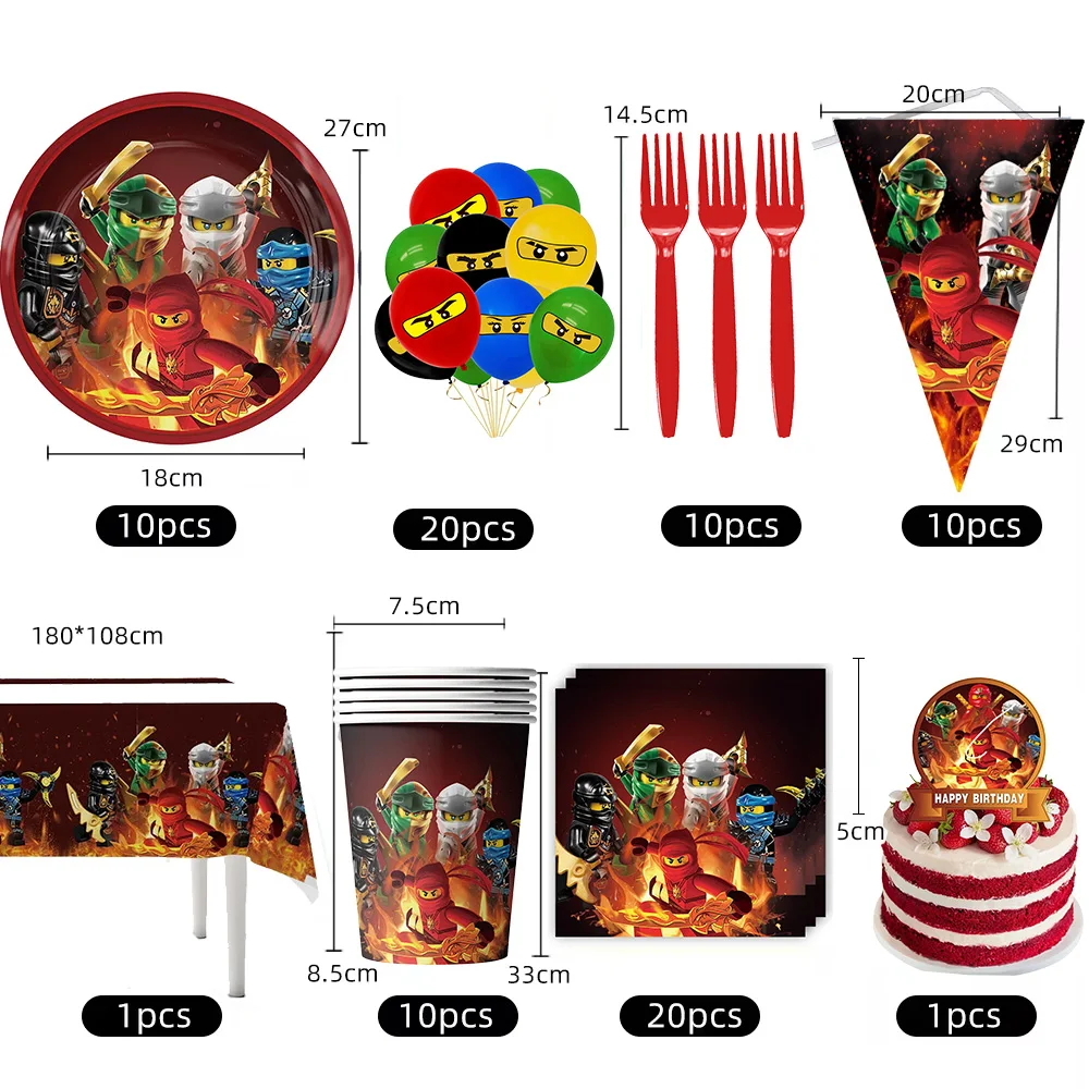 

Cartoon Ninja Birthday Party Decoration Tableware Set Latex Balloon Tablecloth Character Cake Decoration Baby Shower Supplies