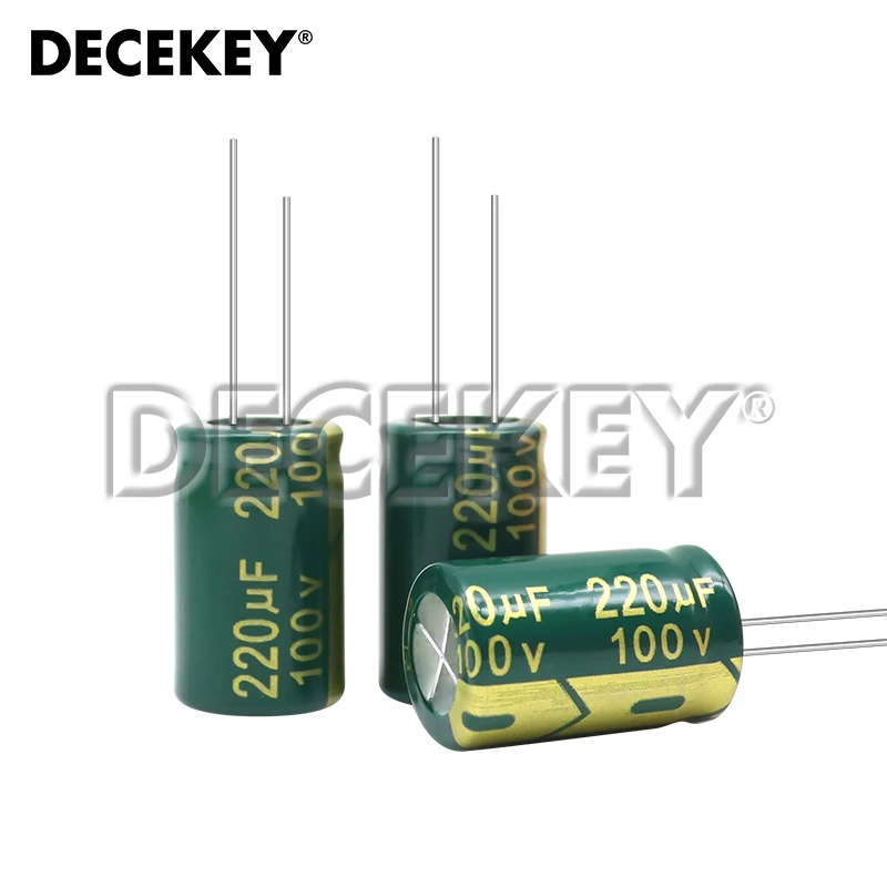 Capacitor de alumínio de alta frequência do baixo ESR, 6.3V, 10V, 16V, 25V, 35V, 50V, 63V, 100V, 160V, 400V, 450V, 100UF, 220UF, 330UF, 470UF, 680UF, 1000UF