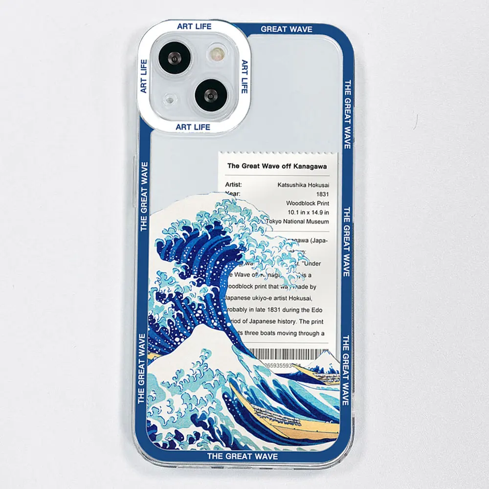 Fashion Japan The Great Wave Off Kanagawa Clear Phone Case for IPhone 14 13 12 11 Pro Max Mini XS X XR 7 8 Plus Cover Art Fundas