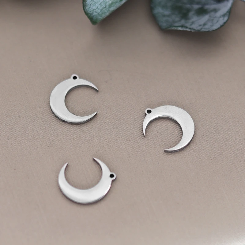 3pcs DIY Jewelry Bracelets Crescent Moon Charm Stainless Steel Pendant Charms for Jewelry Making Earrings Necklace Tiny Material