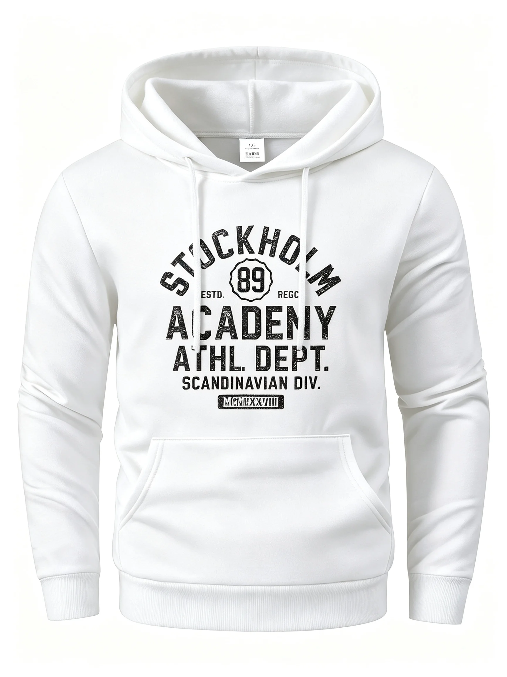 Classic Distressed Stockholm 89 Print Hooded Sweatshirt Men Casual Streetwear Athl Dept Pullover promo sweatshirt men clothing