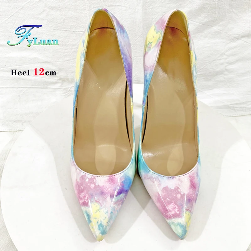 مصمم 2025 موضة جديدة مختلط اللون 8 10 12 سنتيمتر خنجر مضخات النساء الربيع الصيف مدبب حذاء مزود بفتحة للأصابع لوني اللون عالية الكعب #6