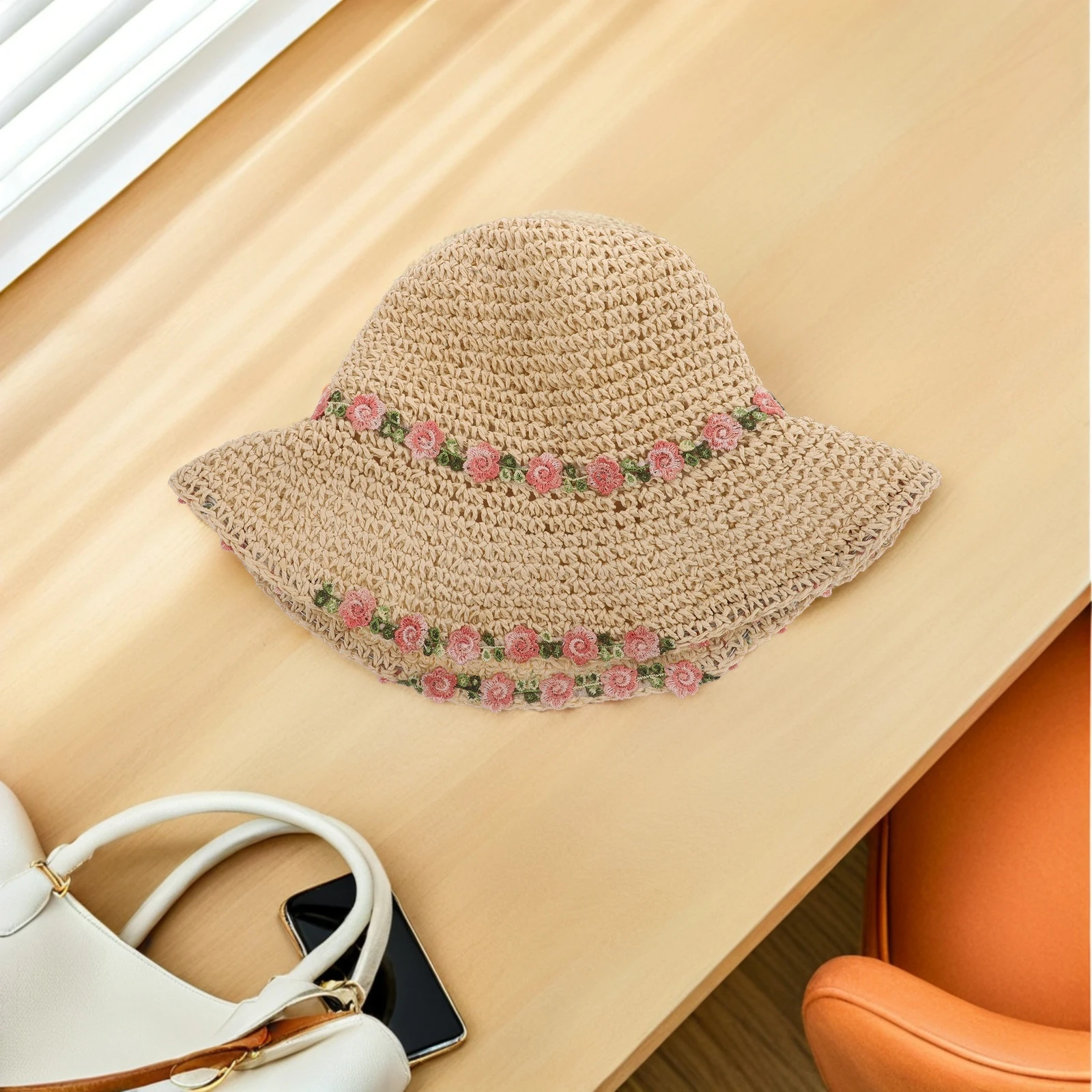 

Pastoral Floral Hat Women Spring Summer Beach Vacation Foldable Sun Protection Floral Hats For Women Hats Ladies