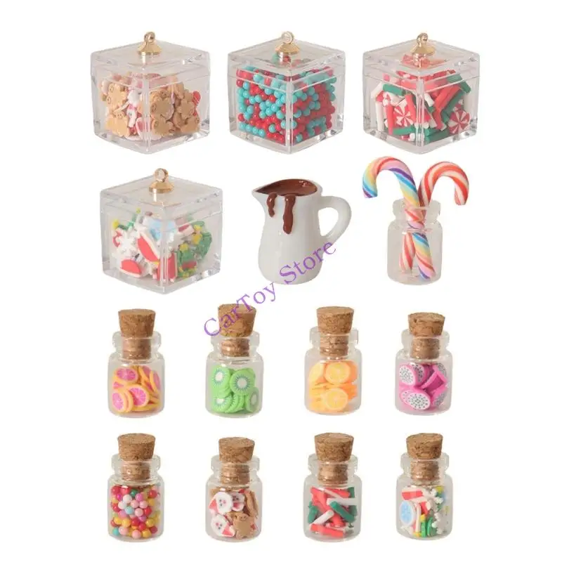 12 Miếng 1/12 Giáng Sinh Thực Phẩm Bộ Đồ Chơi Thu Nhỏ Thực Tế Kẹo Chai Với Lát Kẹo Trang Trí Cho Đồ Nội Thất Búp Bê