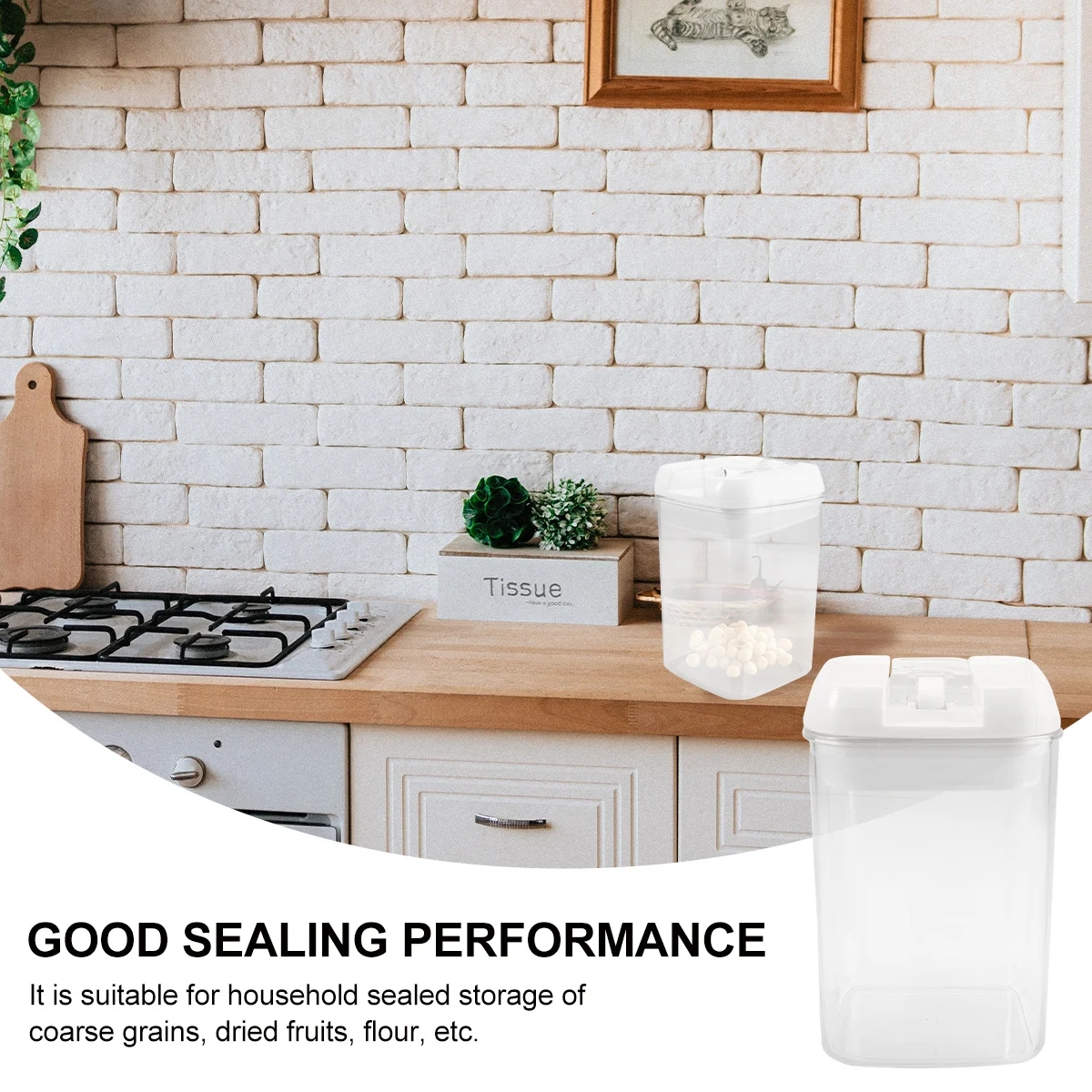 

1Pcs Transparent Plastic Food Storage Jar Sealed Kitchen Container Airtight Snack Grain Holder Household Organizer Storage Box