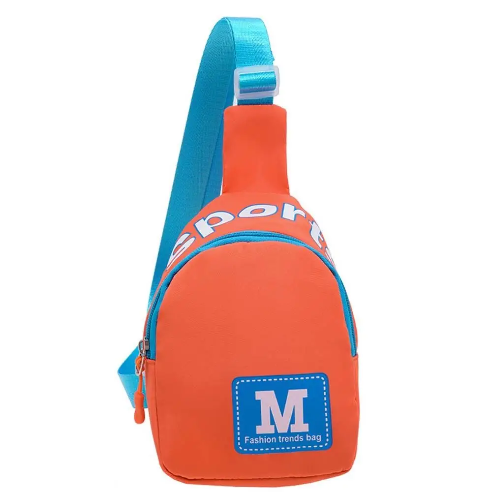 Cute Letter M Kids Chest Bag Nylon Large Capacity Children Crossbody Bag Coin Purse Zipper Outdoor Travel Shoulder Bag Outdoor