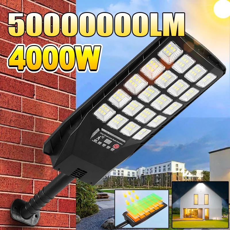 

Super Bright 4000W Outdoor Solar Lamp MotionSensor Outdoor Wide Range Lighting Solar Street Light 20h Garden Spotlight Wall Lamp