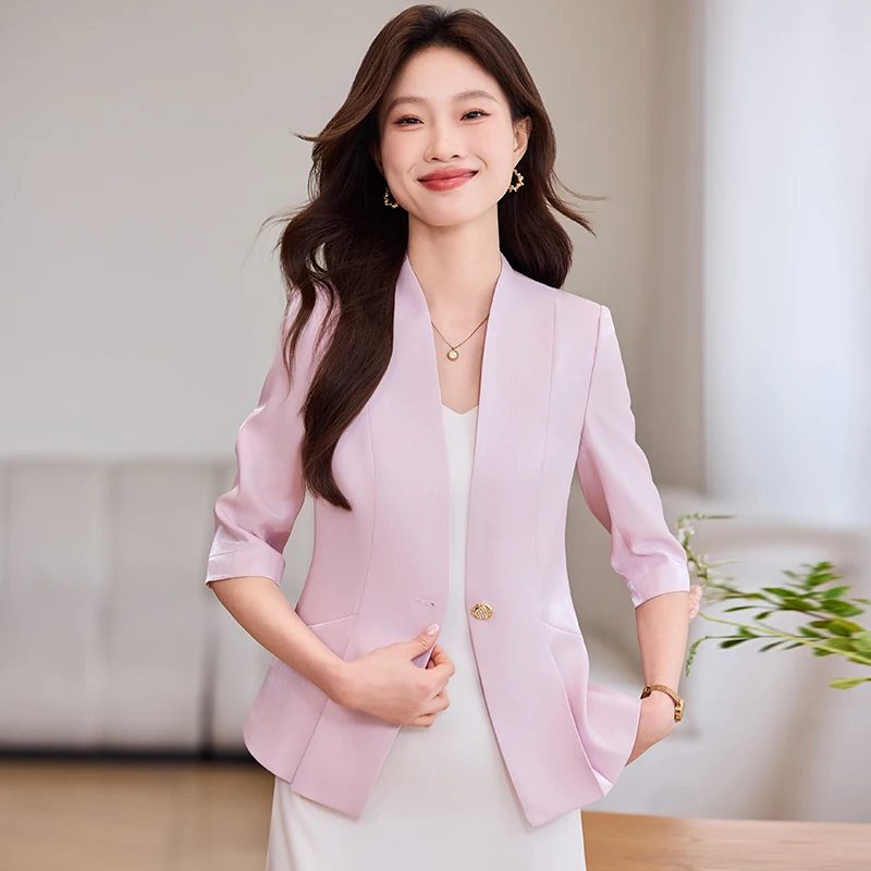 

Fashion Elegant Styles Half Sleeve Blazers Jackets Coat for Women Professional Office Business Work Wear Career Outwear Tops