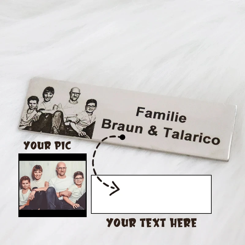 

Customized Engrave Photo Text Adhesive Rectangular Plate Mailbox ID Door Tag Plate 70*20mm Stainless Steel Logo Nameplate Brooch