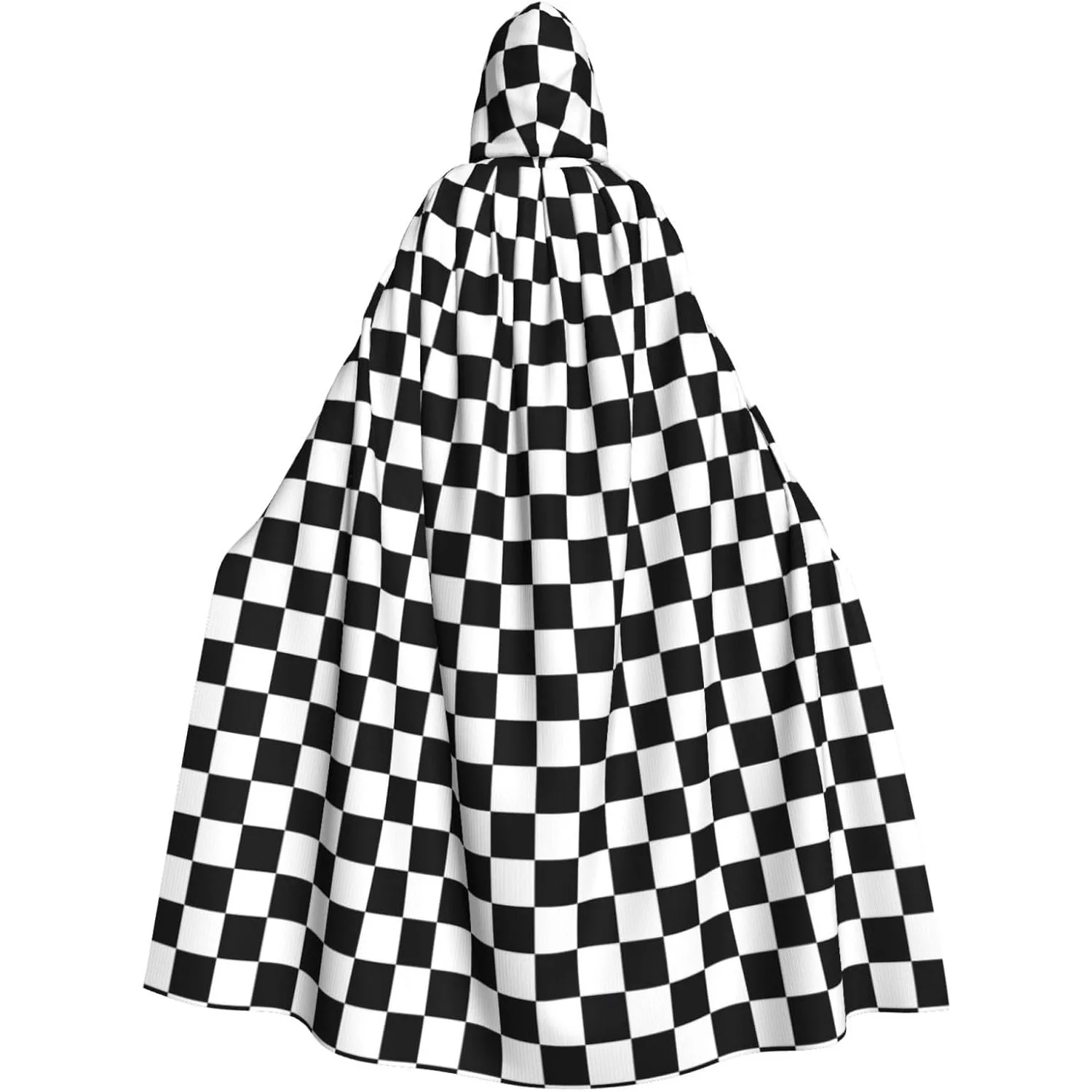 

Black and white checkered print Halloween cape, Halloween cape, Halloween hooded cape, adult party decoration cape