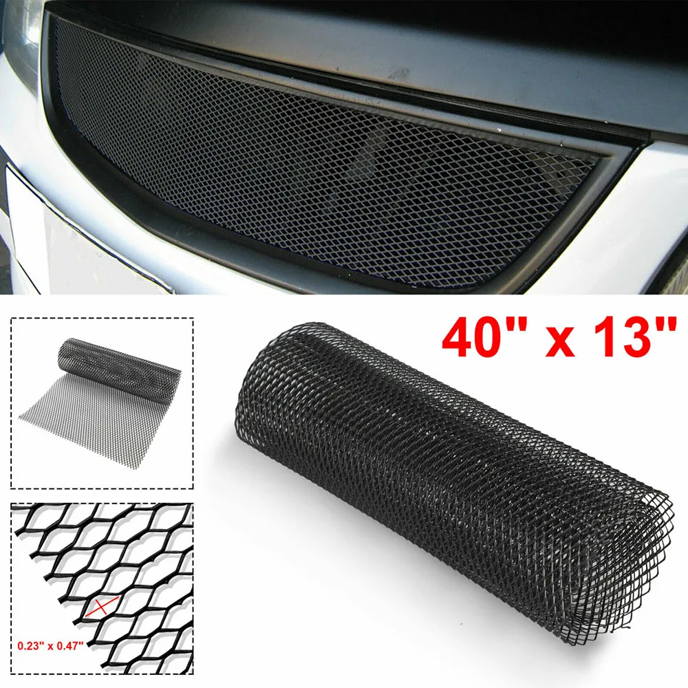 

40''x13'' Aluminum Mesh Grill Cover Car Bumper Fender Hood Vent Grille Net Black Car Cooling Grille Car Modification Grille