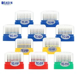 10Pcs/Box TC Series Dental Diamond Bur FG High Speed Burs for Teeth Polishing 1.6mm Dental Lab Polishing Tools