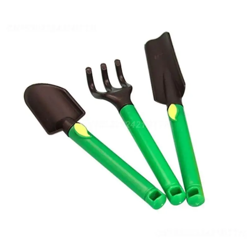 Toy Rake Cozy Smooth High Quality Material 3 Piece Set Hand Tool Spade Shovel Flower Shovel Small Garden Tools Green Handle