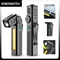 Portable Rechargeable Work Lights LED Folding Torch with Magnetic Base COB Light 90°Rotate Camping Emergency Lamp