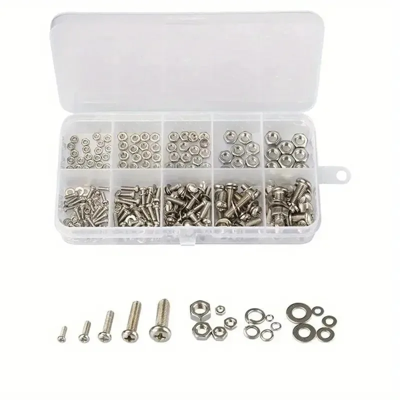 Stainless Steel Bolts Nuts Set Machine Screw Fasteners Assortment Round Head Screw Retainer Fastener Hexagon Socket Screw Kits