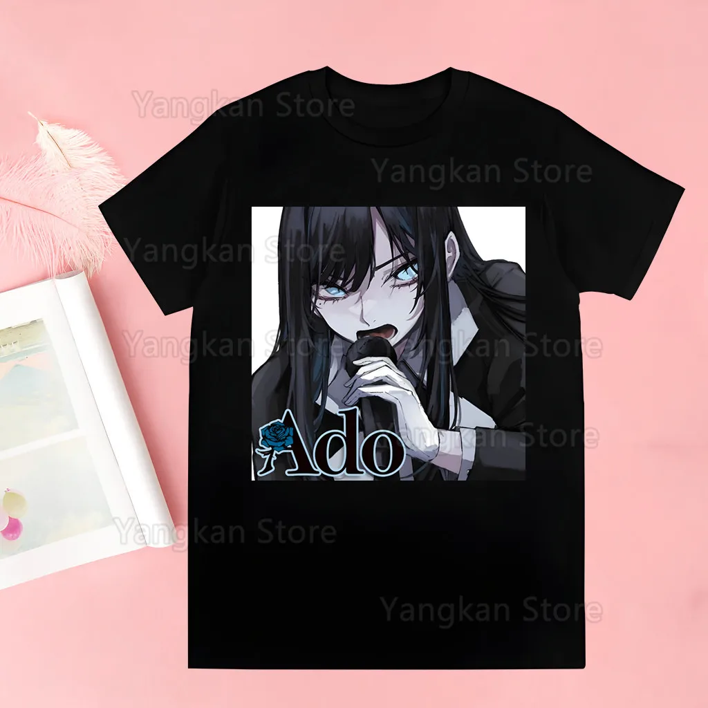 تي شيرت Ado WORLD TOUR تي شيرت نسائي بأكمام قصيرة ورقبة مستديرة تي شيرت أبيض تي شيرت نسائي جرافيك تي شيرت للجنسين