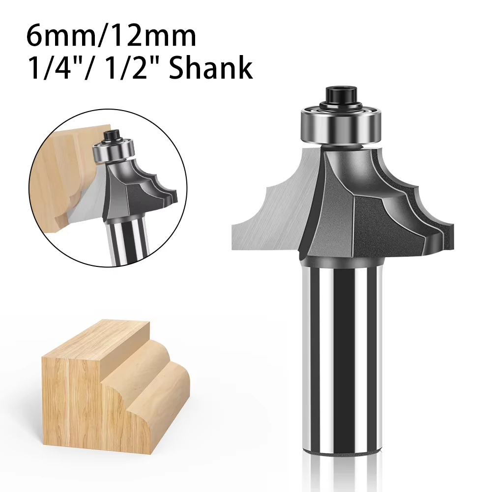 Bearing Double R Decorative Line Router Bit 6 12 1/4"1/2" Shank Woodworking Tools Cabinet Door Profile Trimming Milling Cutter