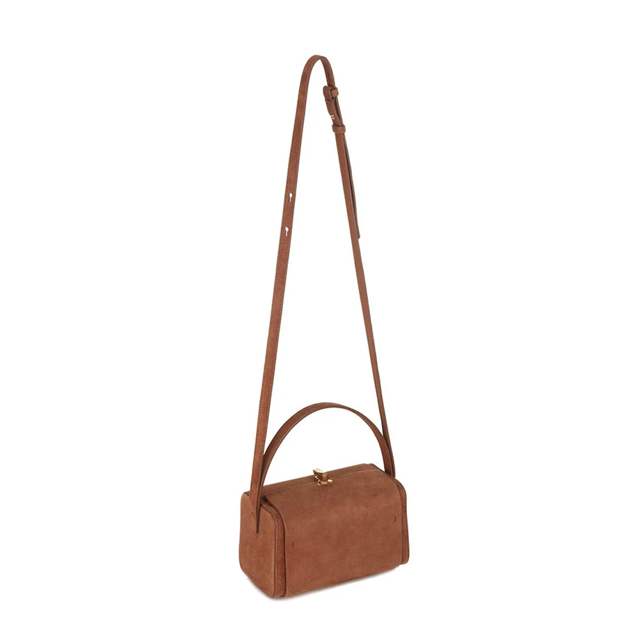 Retro Suede Box Crossbody Bags For Luxury Handbags Women Bags Designer Casual Small Square Shoulder Messenger Bag Bolsa Brown