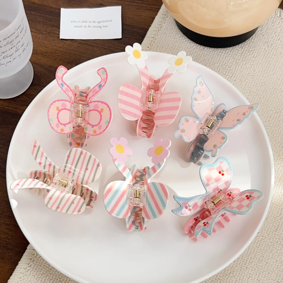 

Dopamine Bow Acrylic Gripper Sweet Back Head Clip Headwear For Women