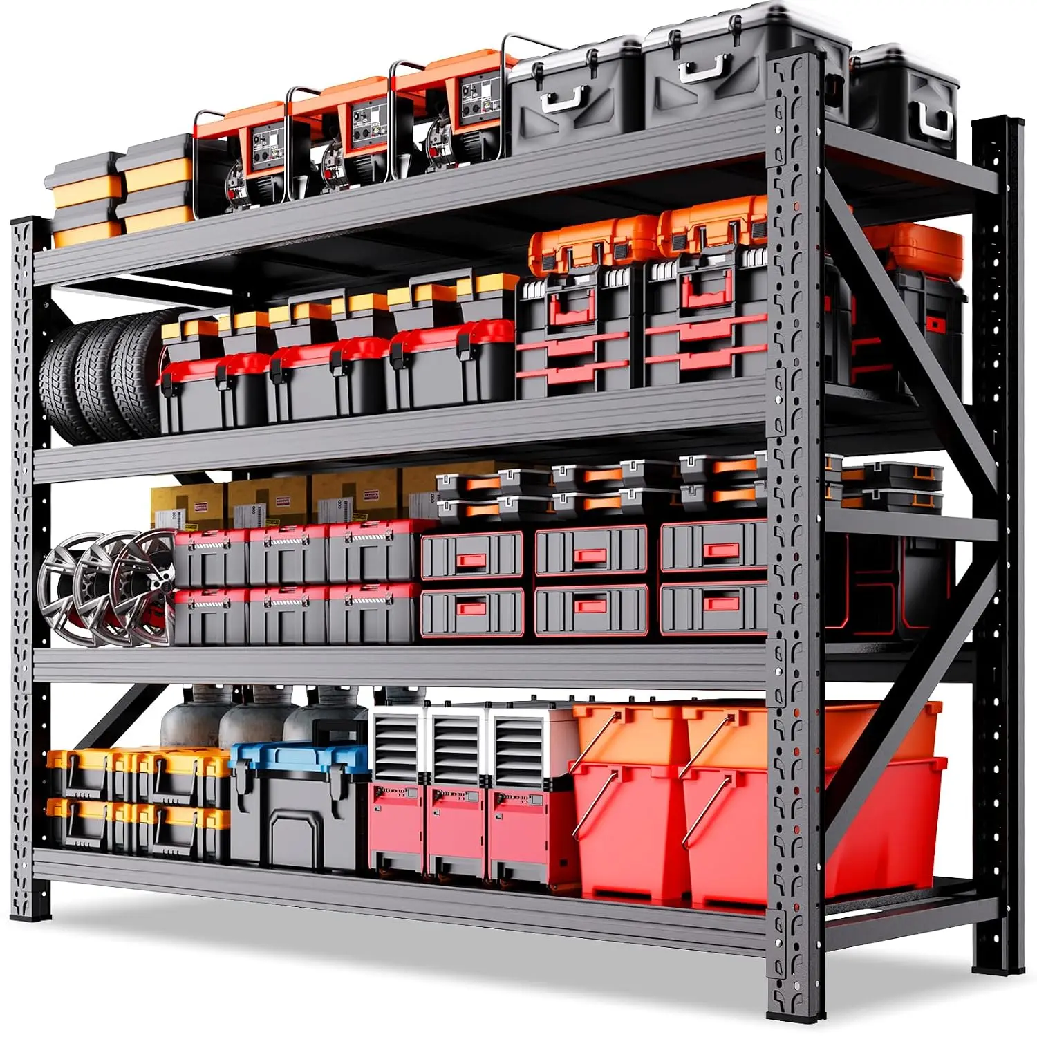 Garage Shelving 4 Tier Heavy Duty Storage Shelves 6000LBS Metal Shelving Unit,Adjustable Heavy Duty Shelving for, Customized