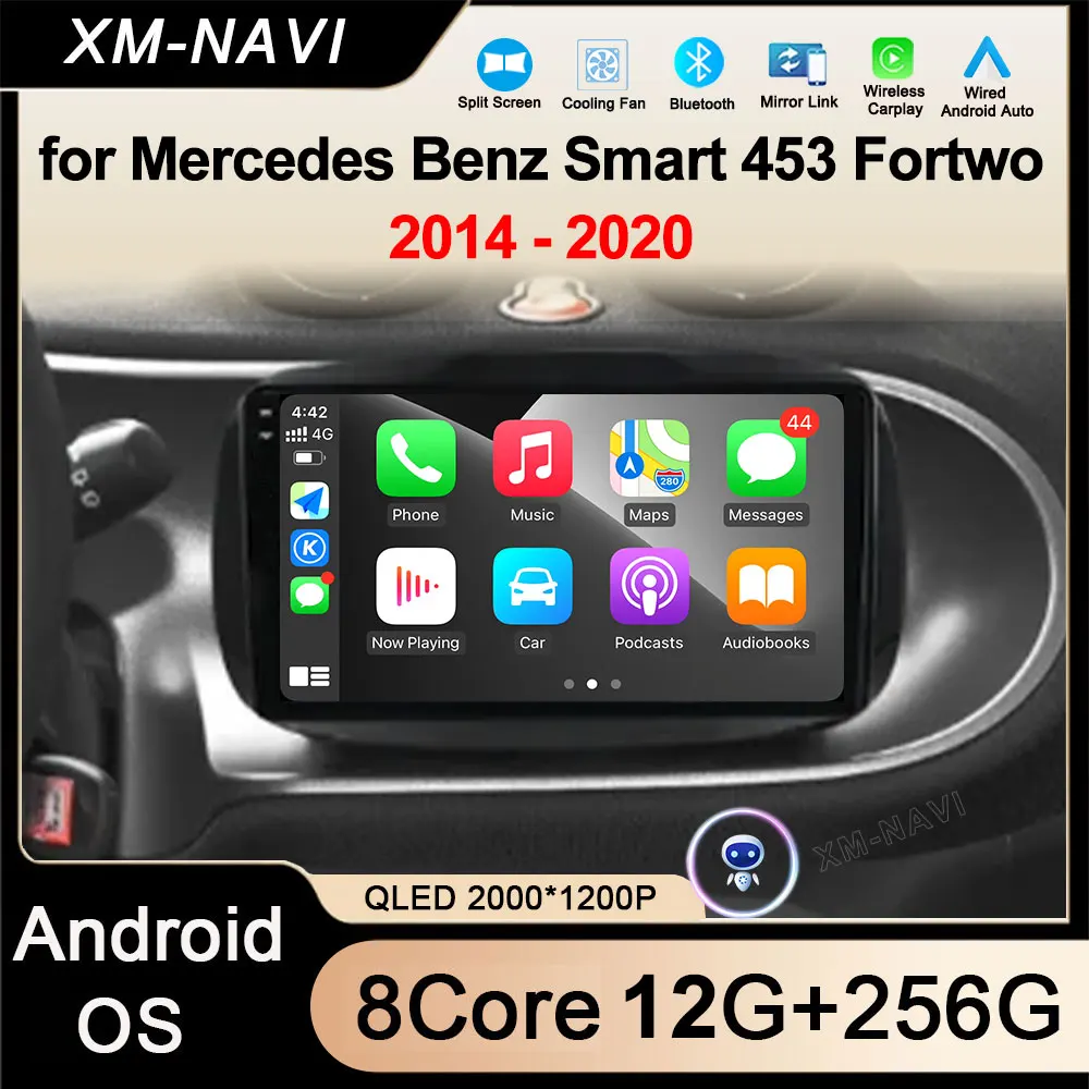 

Autoradio Carplay Car Radio for Mercedes Benz Smart 453 Fortwo 2014 - 2020 Android 14 Multimedia Player DSP Stereo Head unit 4G