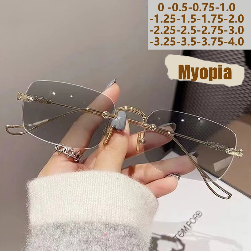 Photo-sensitive Color-changing Anti-blue-light Glasses, Frameless And Elegant Style 2190
