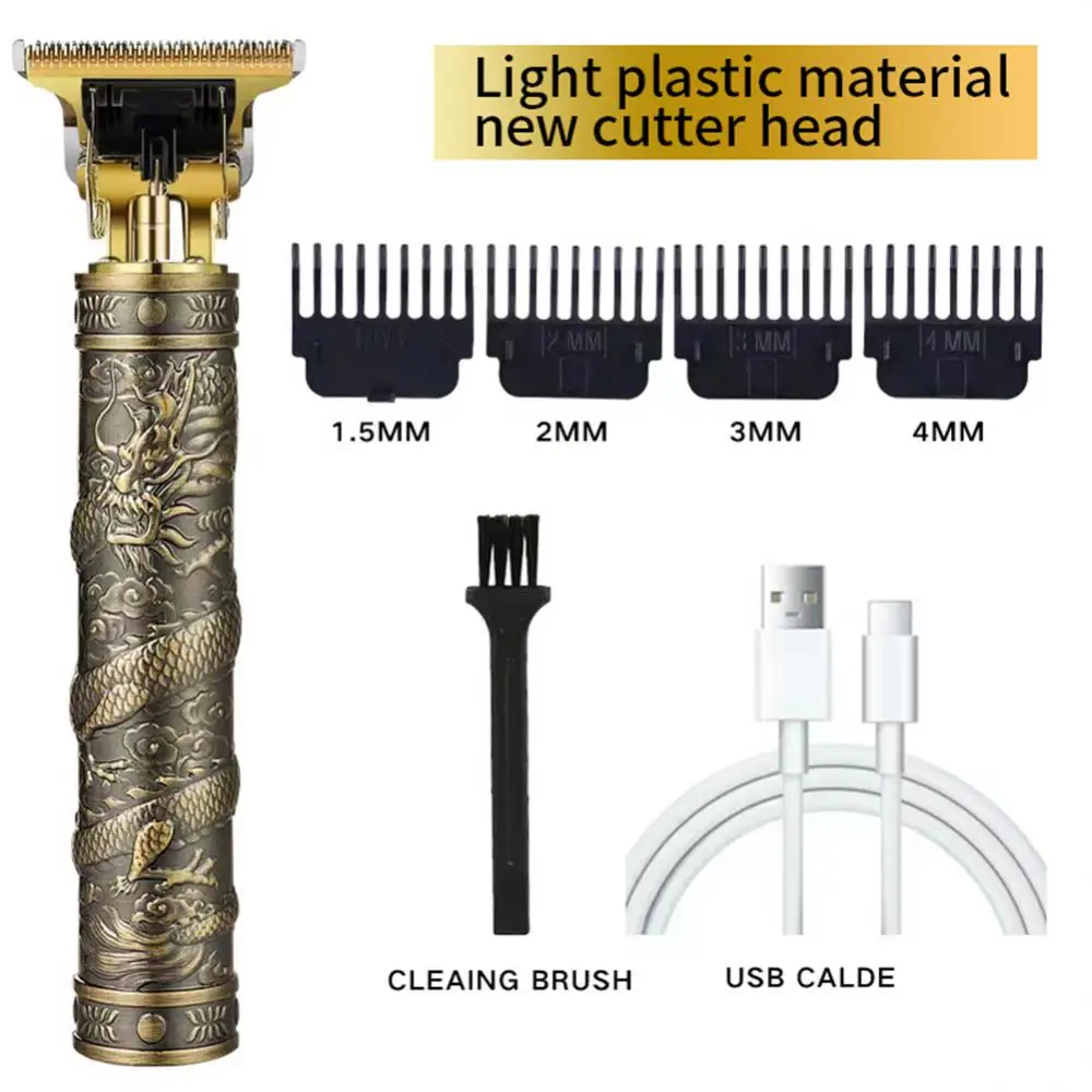 Usb do vintage t9 1-3mm aparador de cabelo elétrico para o homem clippers sem fio profissional barba máquina de corte de cabelo barbeiro recarregável