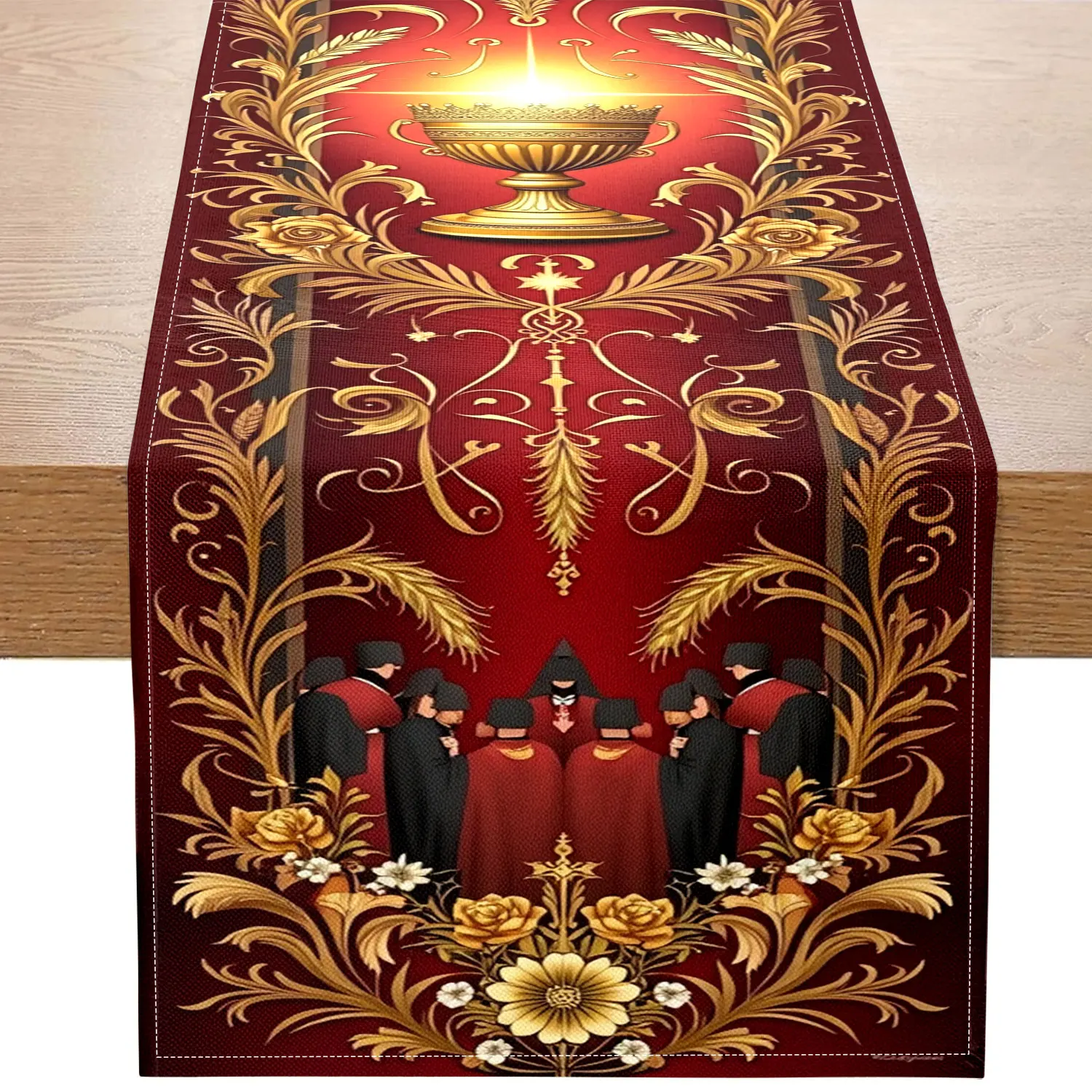 1 Piece of Table Flag with Religious Ritual Themes, Religiou