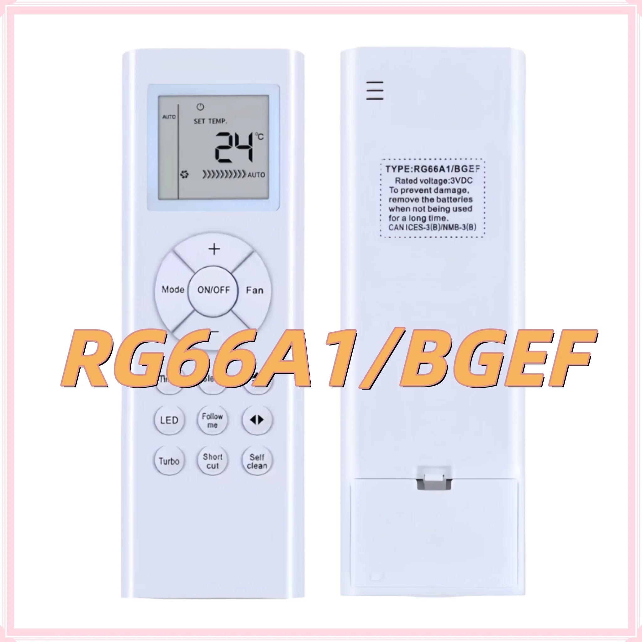 

RG66A1/BGEF Replacement Remote Control for Window Type Air Conditioner, Easy Temperature Adjustment AC Controller