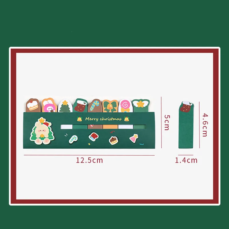 120 Sheets Cartoon Christmas Theme Sticky Notes Self-Adhesive Cute Note Paper Student Learning Stationery Memo Book Supplies