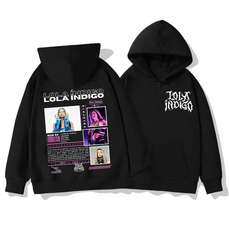 

Singer LoIa Indigo Tour 2025 Zipper Hoodies Fashion Aesthetic Zip Up Sweatshirts Jacket Men Women Clothing Oversized Pullovers