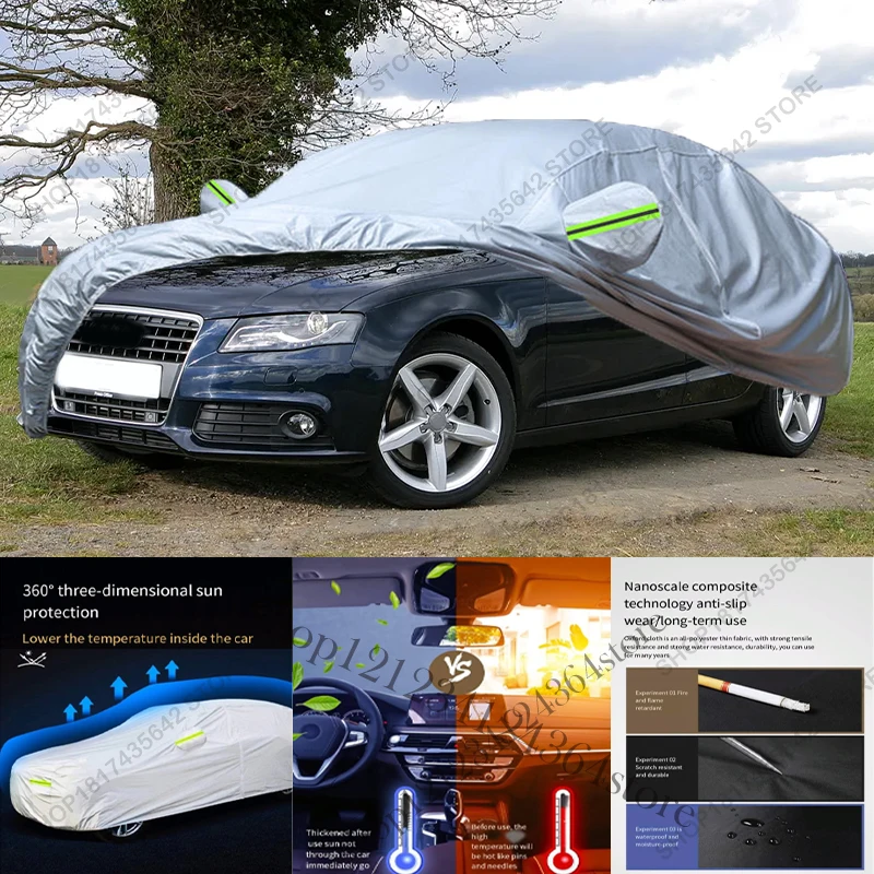 Volledige autohoes compatibel met Audi A4 2008-2015 B8, bescherming tegen alle weersomstandigheden, buitenbescherming tegen zon, UV, regen en stof.
