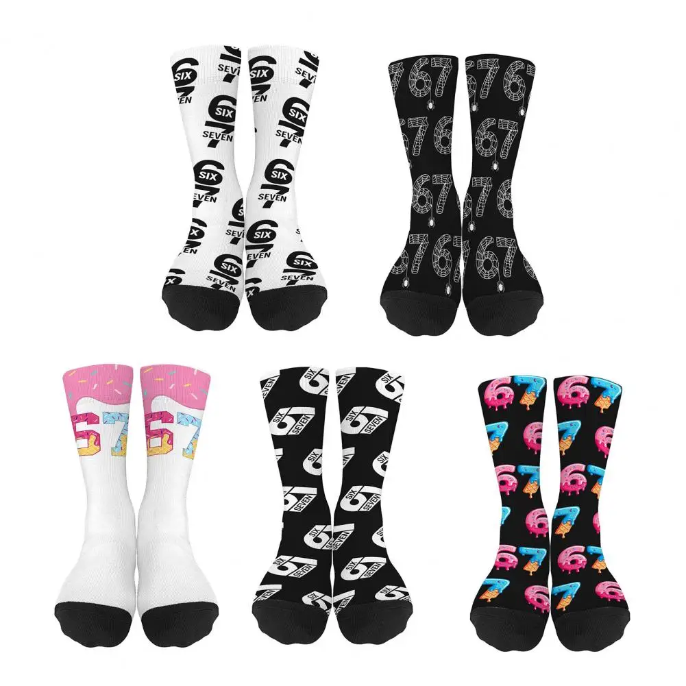 Socks for Women Men Breathable Crew Socks Ice Cream Drips Cute Meme Crew Socks for Women Funny 67 Street Wear for Men Workout