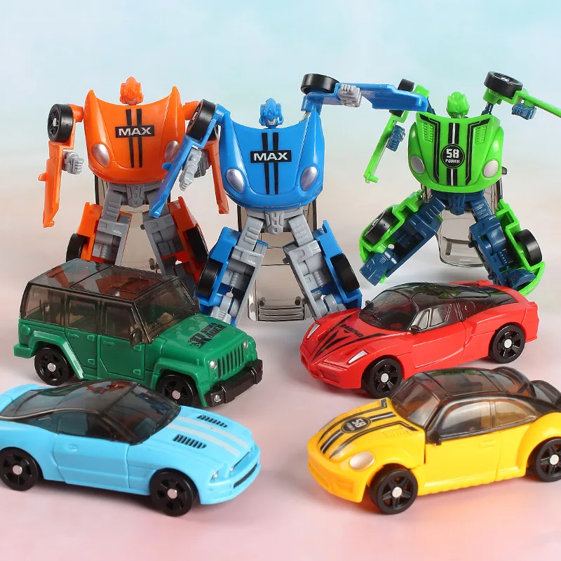 New Simulation Mini Plastic Deformation Robot Car Toy Model Children's Autobot Mini Manual Deformation Car Pocket Robot Toys