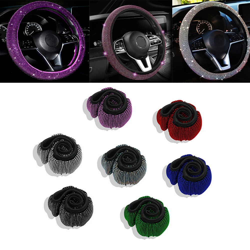 Car Steering Wheel Diamond Cover With Crystal Diamond Sparkling Car  Steering Wheel Protector Vehicle Auto Decoration Styling