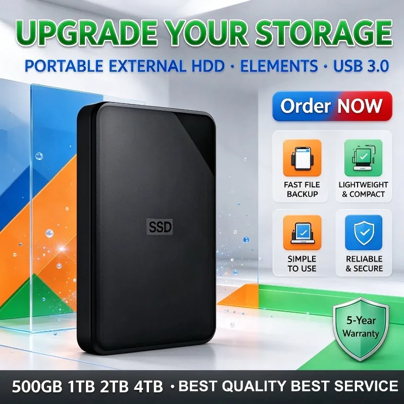 New 2.5" Elements External Hard Drive Portable HDD 2TB 4TB External Storage Disk USB3.0 High-Speed Transmission For Notebook PC.