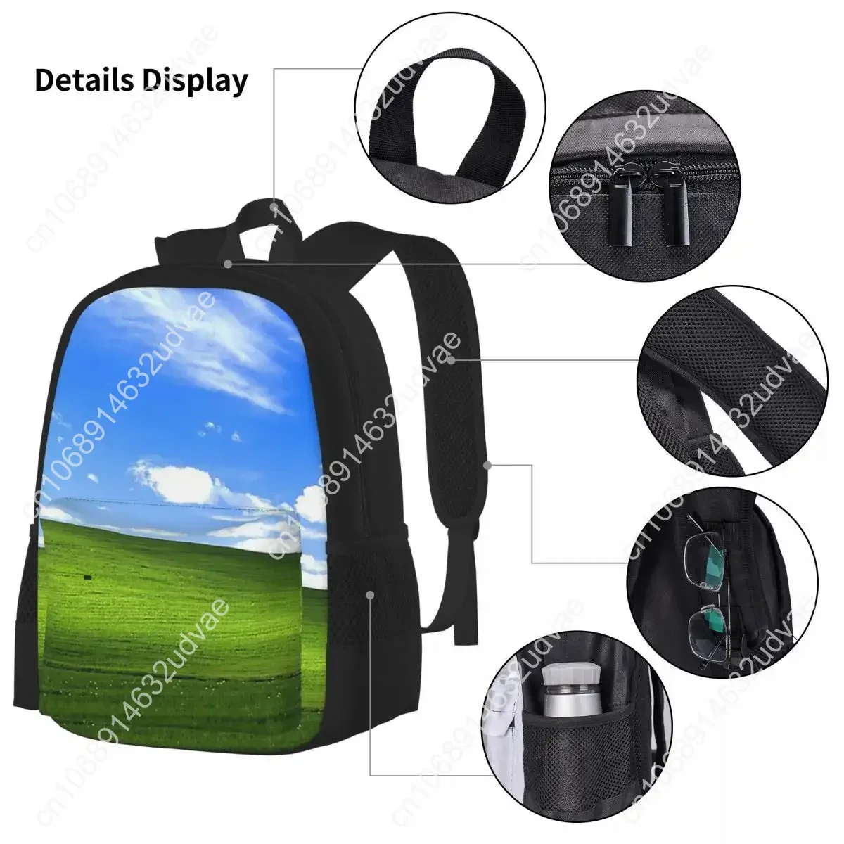 Windows XP Wallpaper Backpacks Boys Girls Bookbag Children School Bags Cartoon Kids Rucksack Lunch Bag Pen Bag Three-Piece Set