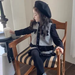 Girls Clothing Sets Autumn Winter Plaid Jacket+Bottoming Shirt+Shorts New Fashion Children Clothes Suits Kids Clothes Girls 3Pcs