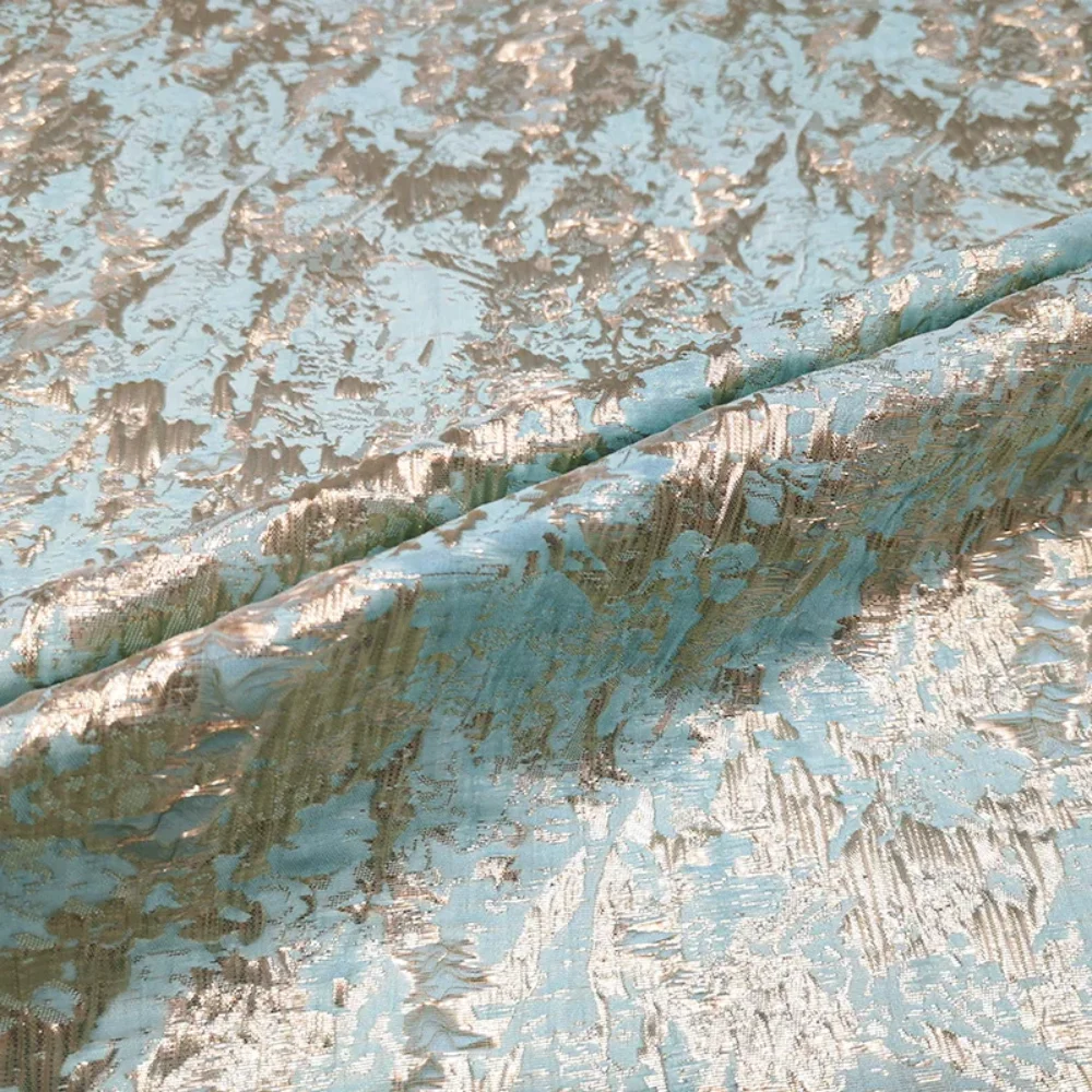 

Gold Wire Brocade Jacquard Fabric Spring Summer Graffiti Dress Cloth Fashion Design for Sewing Wholesale Material By The Meter