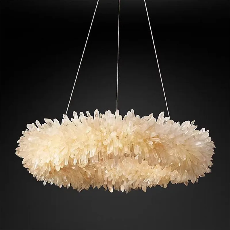 Natural crystal rough stone chandelier marble chandelier